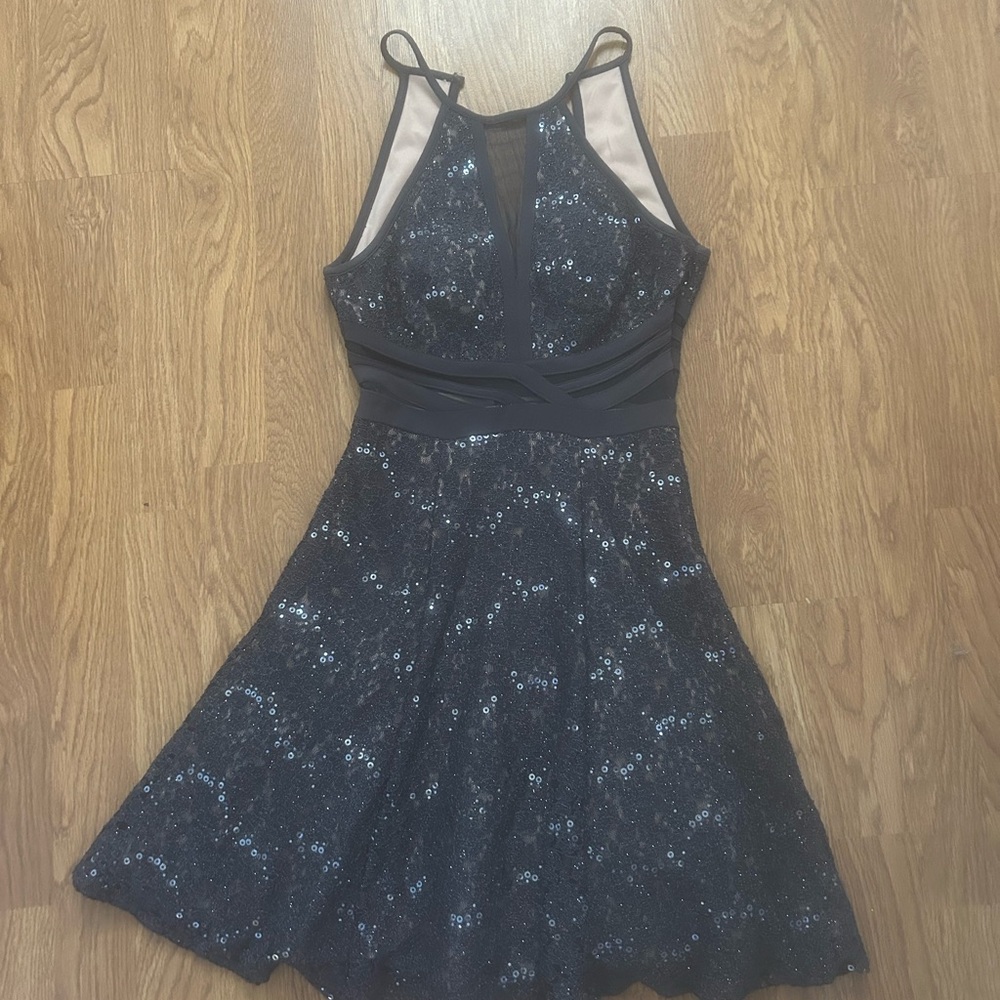 Black/silver sequence dress.